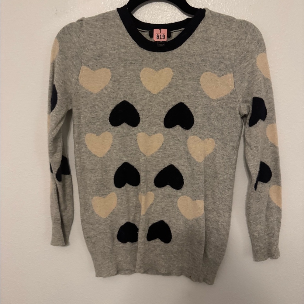 Heart Pattern Grey Sweater